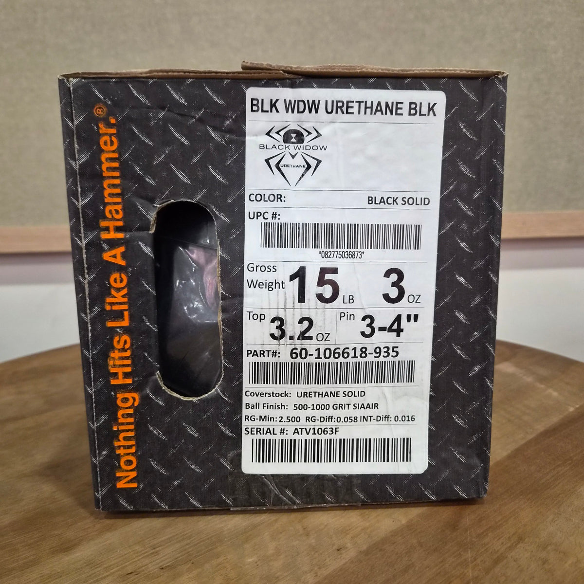 HAMMER Black Widow Urethane Black Solid 15lb Bowling Ball/ NIB/ Rare